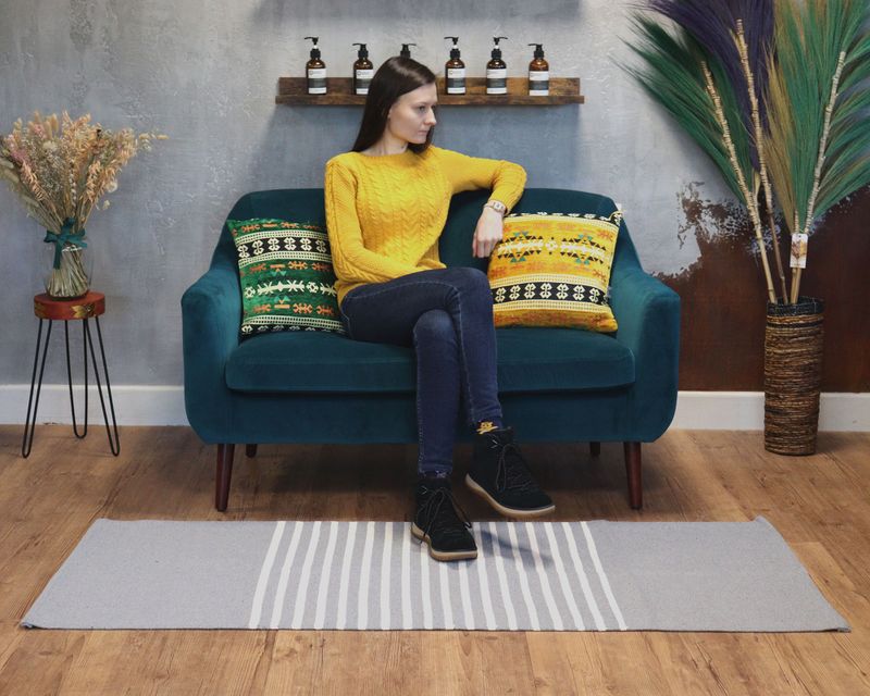 Indiaas Katoenen Vloerkleed - 70x170cm - Grijs