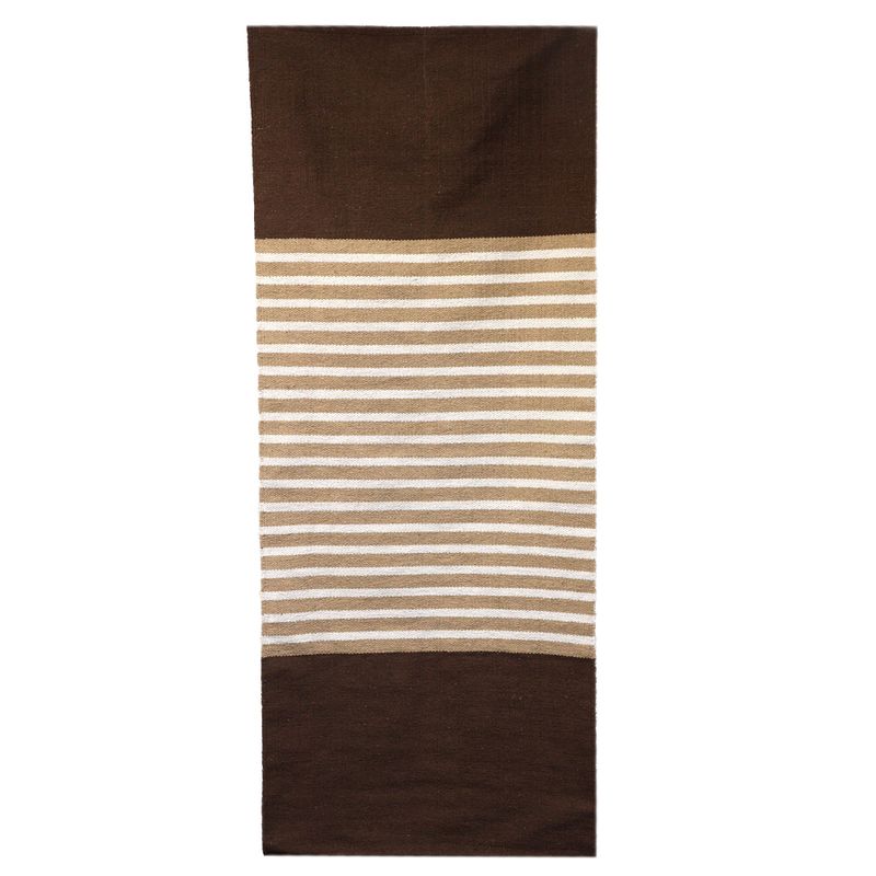 Indiaas Katoenen Vloerkleed - 70x170cm - Donkerbruin / Beige