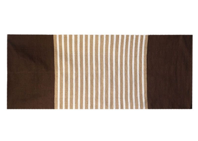 Indiaas Katoenen Vloerkleed - 70x170cm - Donkerbruin / Beige