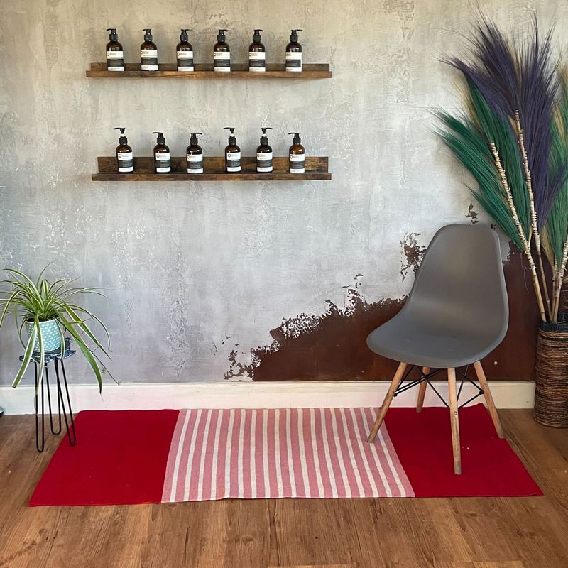 Indiaas Katoenen Vloerkleed - 70x170cm - Rood /  Rose