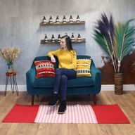 Indiaas Katoenen Vloerkleed - 70x170cm - Rood /  Rose