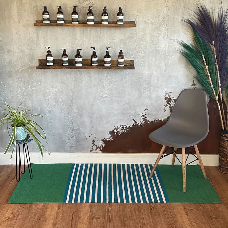 Indiaas Katoenen Vloerkleed - 70x170cm - Blauw / Groen