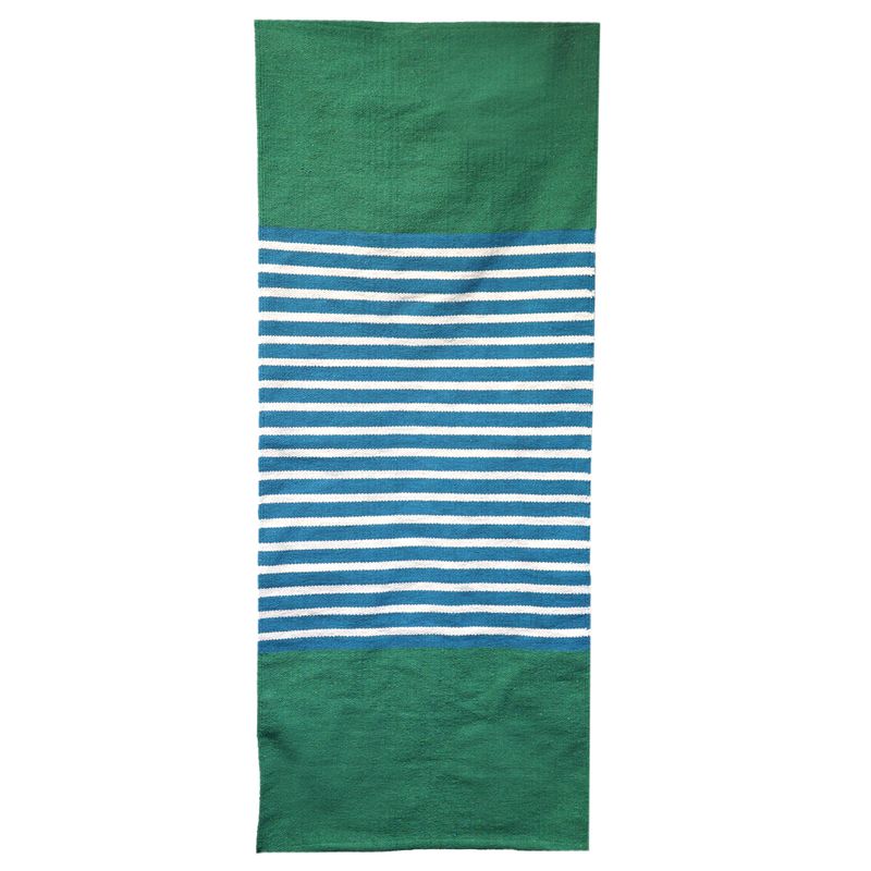 Indiaas Katoenen Vloerkleed - 70x170cm - Blauw / Groen