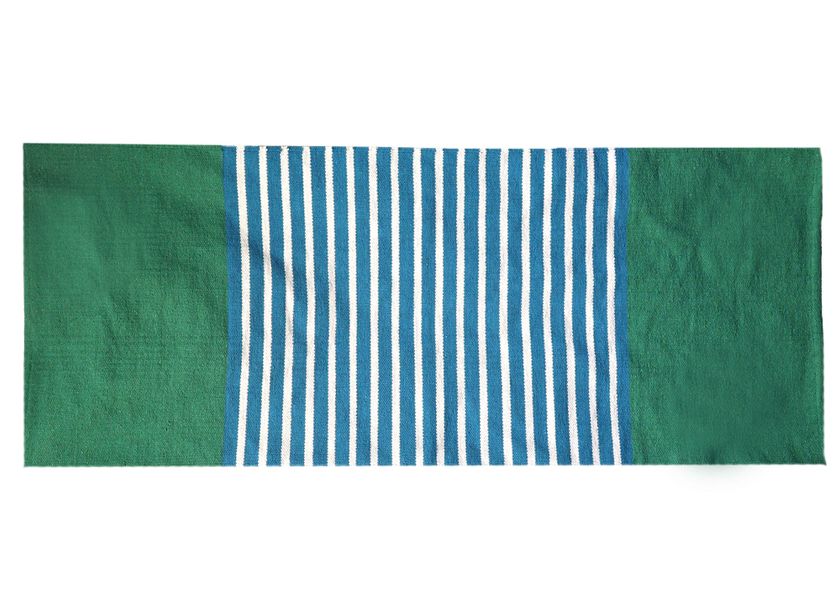 Indiaas Katoenen Vloerkleed - 70x170cm - Blauw / Groen