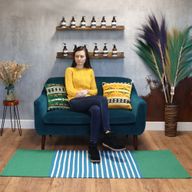 Indiaas Katoenen Vloerkleed - 70x170cm - Blauw / Groen