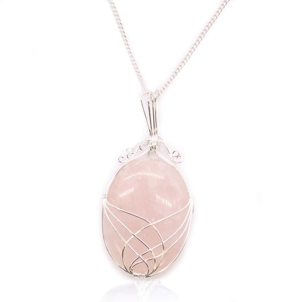 Swirl verpakt Edelsteen Ketting - Rozenkwarts
