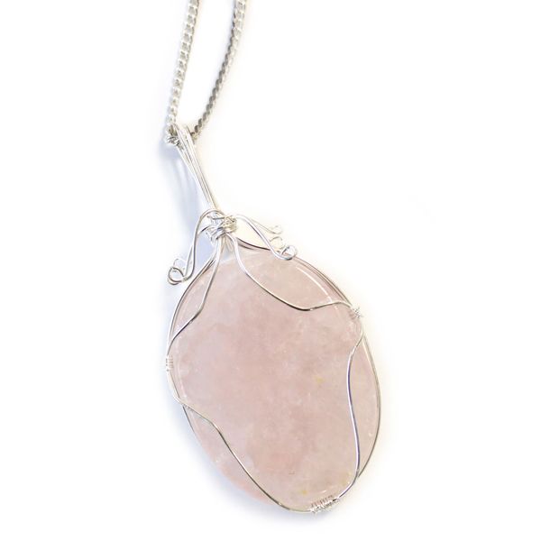 Swirl verpakt Edelsteen Ketting - Rozenkwarts