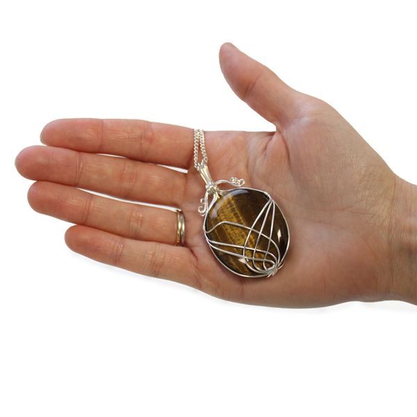 Swirl verpakt Edelsteen Ketting - Tigeroog