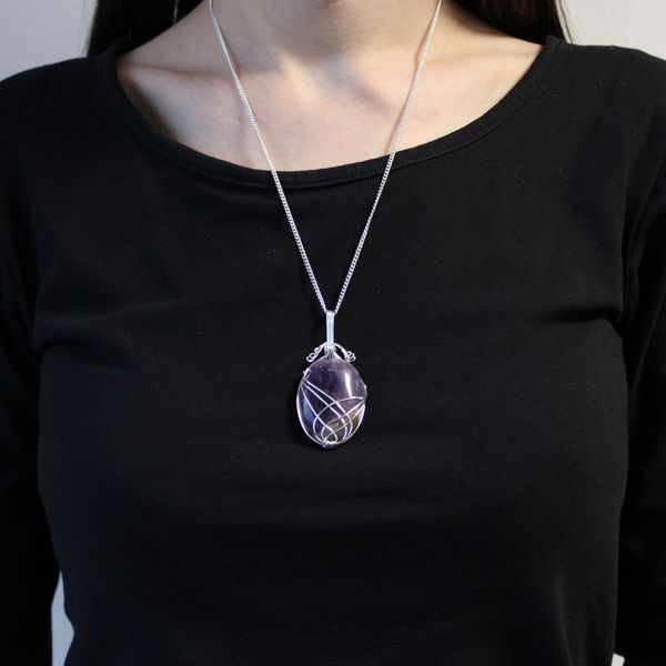 Swirl verpakt Edelsteen Ketting - Amethist
