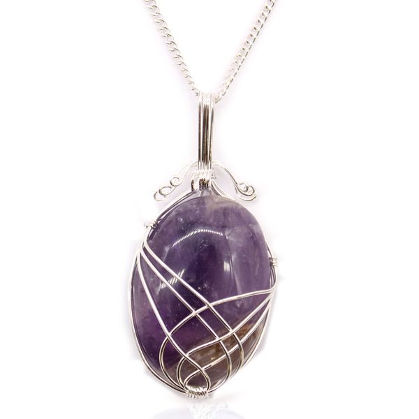 Swirl verpakt Edelsteen Ketting - Amethist