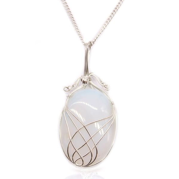 Swirl verpakt Edelsteen Ketting - Opaliet