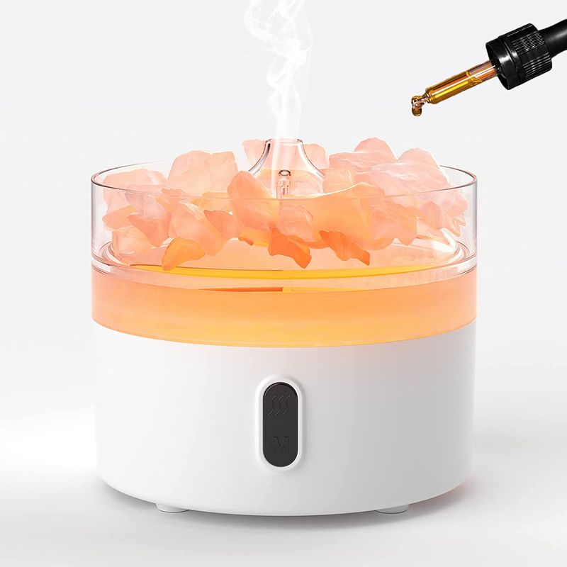 Himalaya Zout Aroma Diffuser - Nachtlampje - USB-C - Vlameffect (Zout niet inbegrepen)