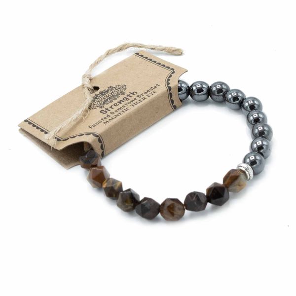 Gefacetteerde Edelsteen Armband - Magnetische Tijgeroog