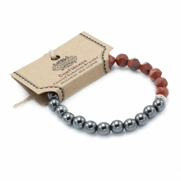 Gefacetteerde Edelsteen Armband - Magnetische Rode Jaspis