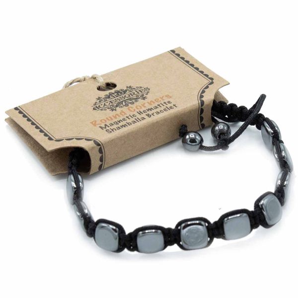 Magnetische Hematiet Shamballa Armband - Ronde Hoeken