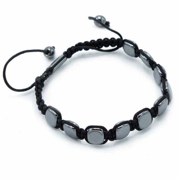 Magnetische Hematiet Shamballa Armband - Ronde Hoeken