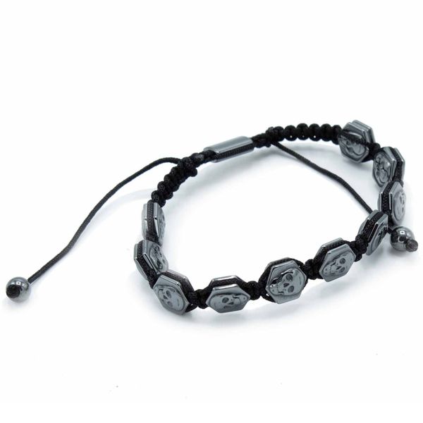 Magnetische Hematiet Shamballa Armband - Zeshoekige Schedels