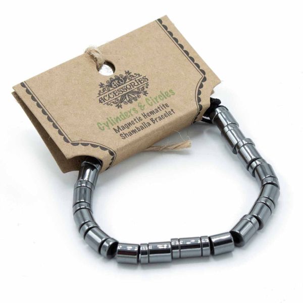 Magnetische Hematiet Shamballa Armband - Cilinders en Cirkels