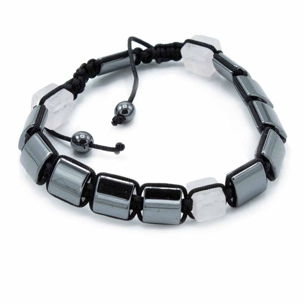 Magnetische Hematiet Shamballa Armband - Roze Kubussen