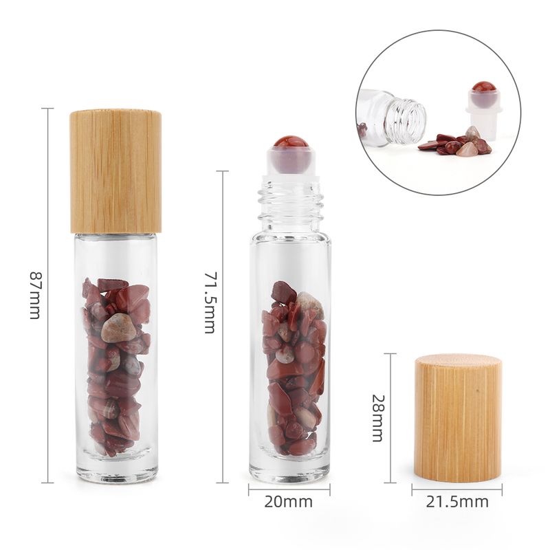 Roller fles - Rode Jaspis - Houten dop