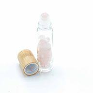 Roller fles- Rozenkwarts  - Houten dop