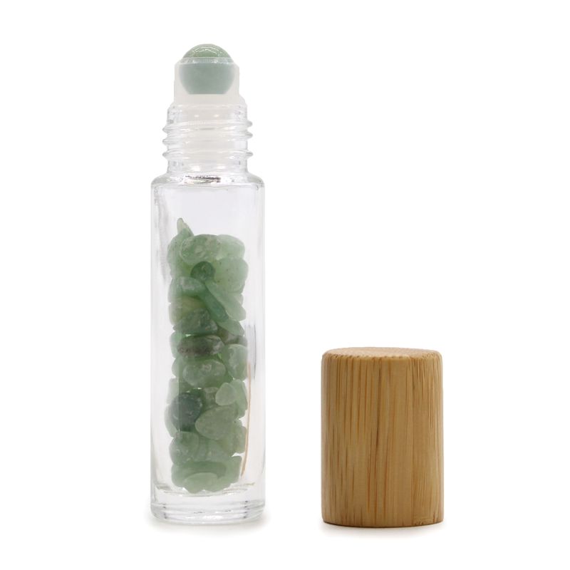 Roller fles- Aventurijn - Houten dop
