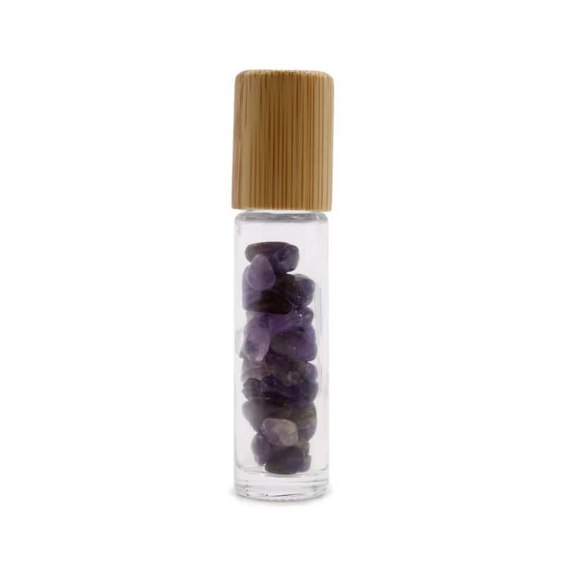 Roller fles- Amethist  - Houten dop