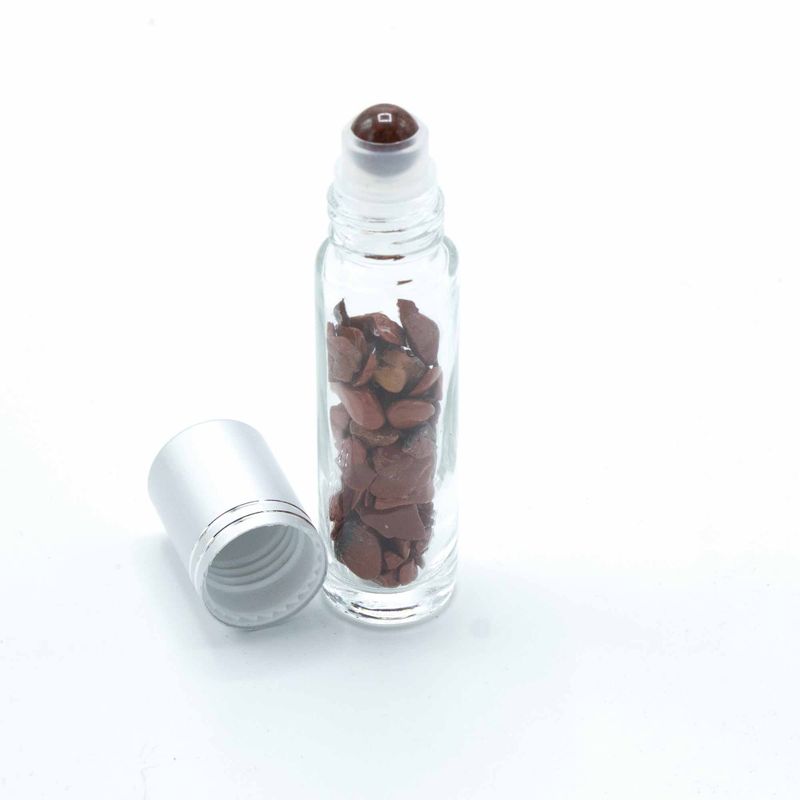 Roller fles- Rode Jaspis  - Zilver dop