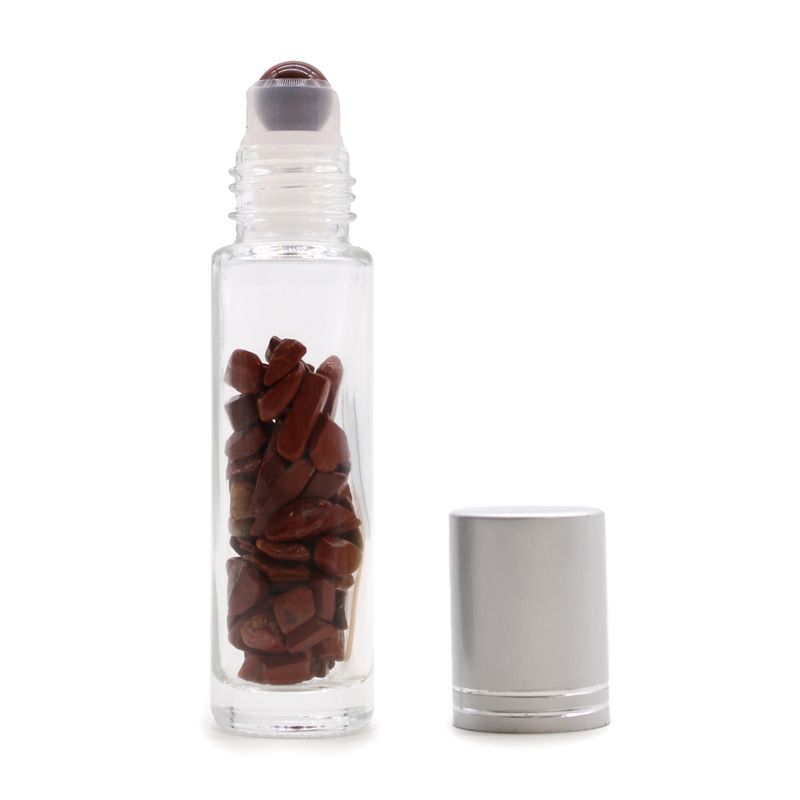 Roller fles- Rode Jaspis  - Zilver dop