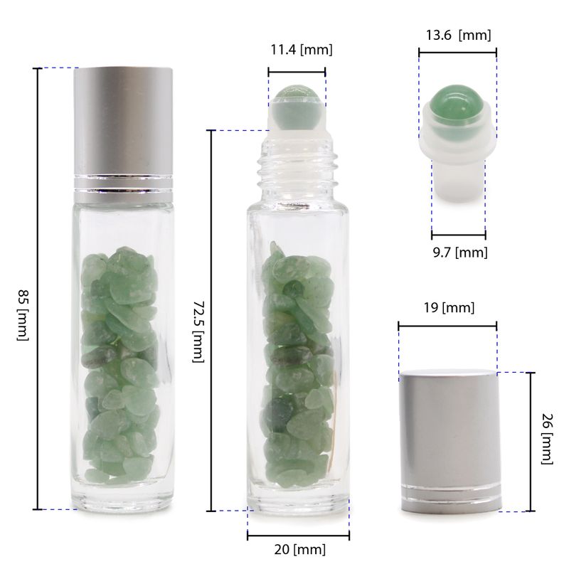 Roller fles- Rozenkwarts - Zilver dop