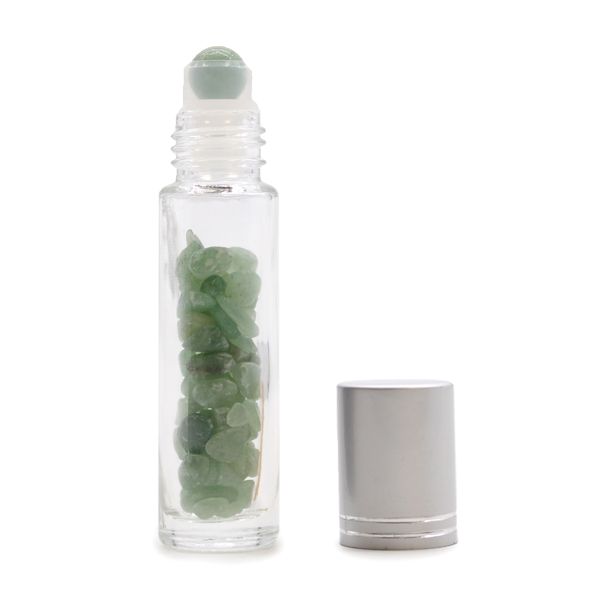 Roller fles- Aventurijn - Zilver dop