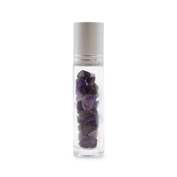 Roller fles- Amethist - Zilver dop
