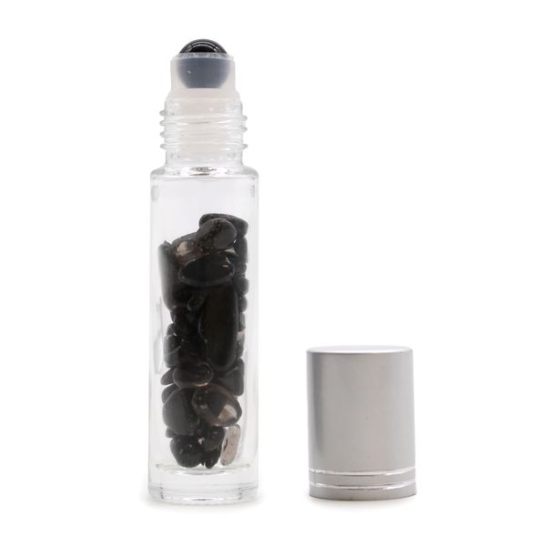 Roller fles- Zwarte Toermalijn - Zilver dop