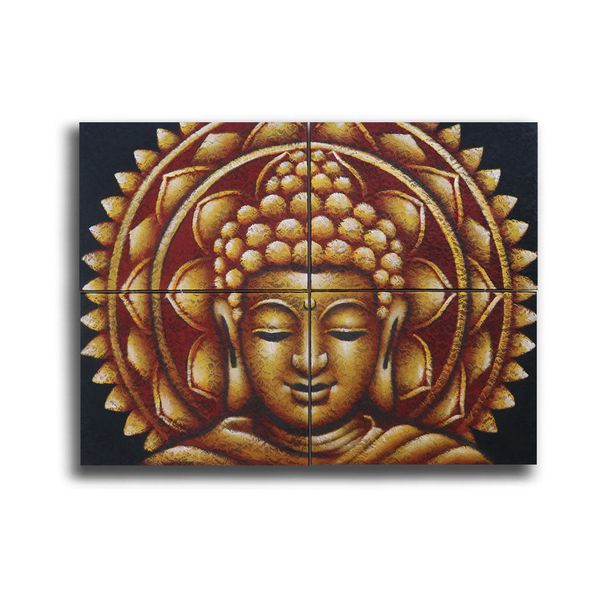 Gouden Boeddha Mandala Brocade Detail 30x40cm x 4