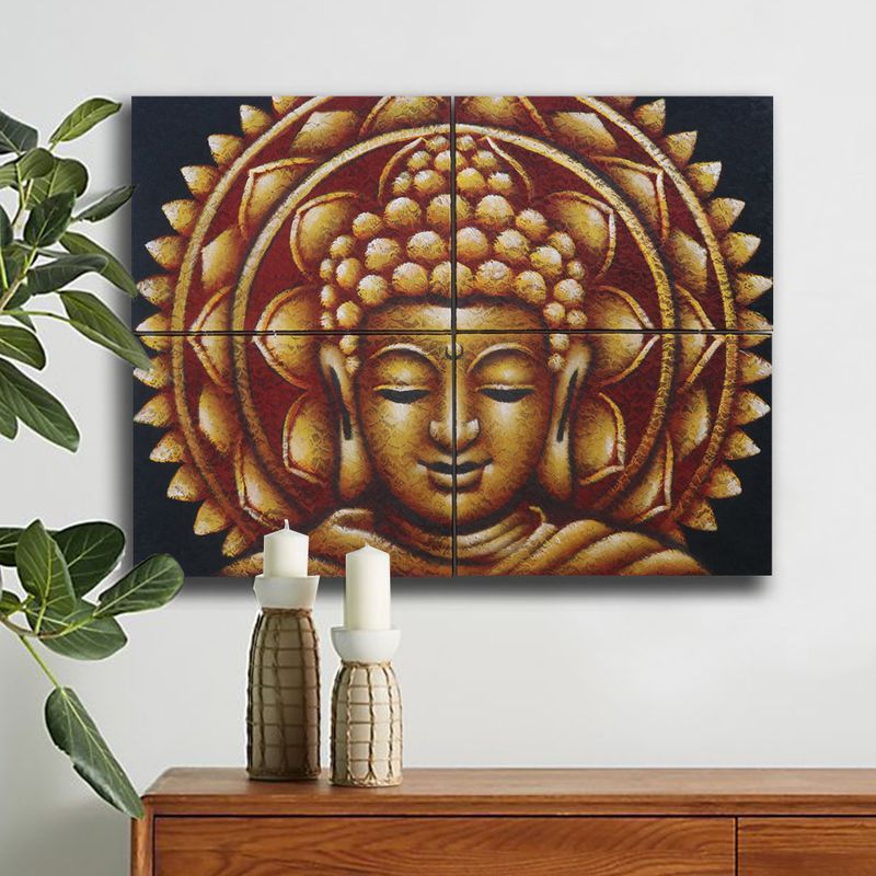 Gouden Boeddha Mandala Brocade Detail 30x40cm x 4