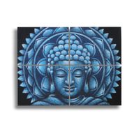 Blauwe Boeddha Mandala Brocade Detail 30x40cm x 4