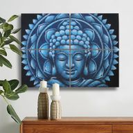 Blauwe Boeddha Mandala Brocade Detail 30x40cm x 4