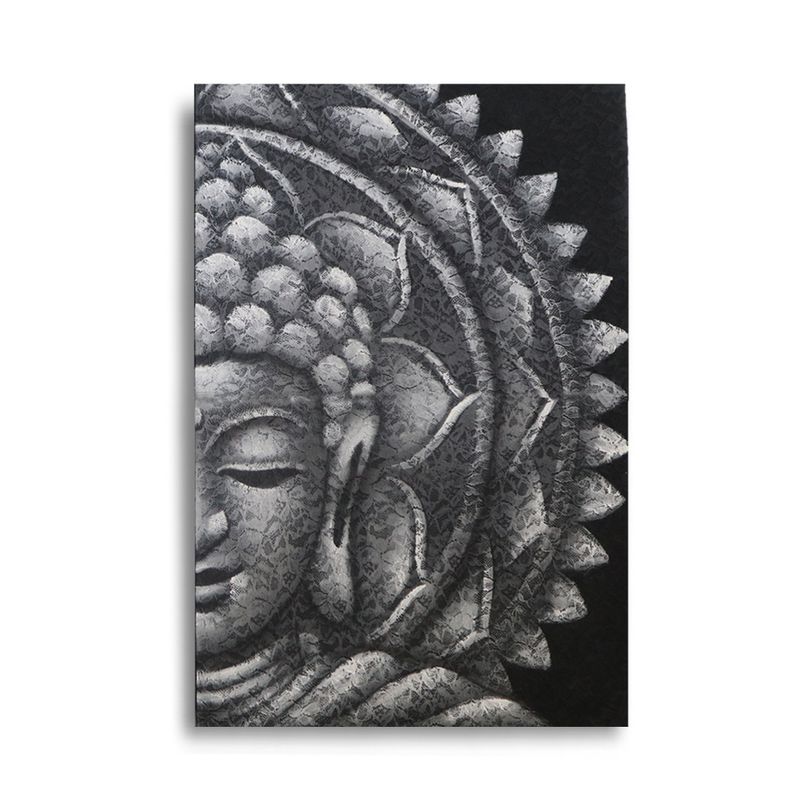 Grijze Halve Boeddha Mandala 60x80cm