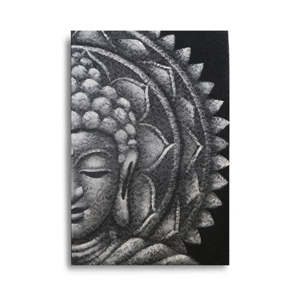 Grijze Halve Boeddha Mandala 60x80cm