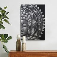 Grijze Halve Boeddha Mandala 60x80cm