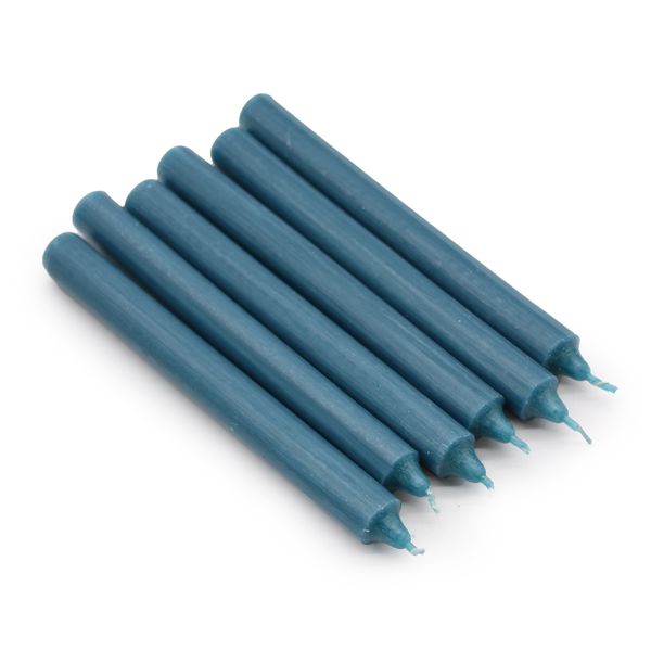 Set van 21 effen kleur Dinerkaarsen - - Rustieke blauwgroen