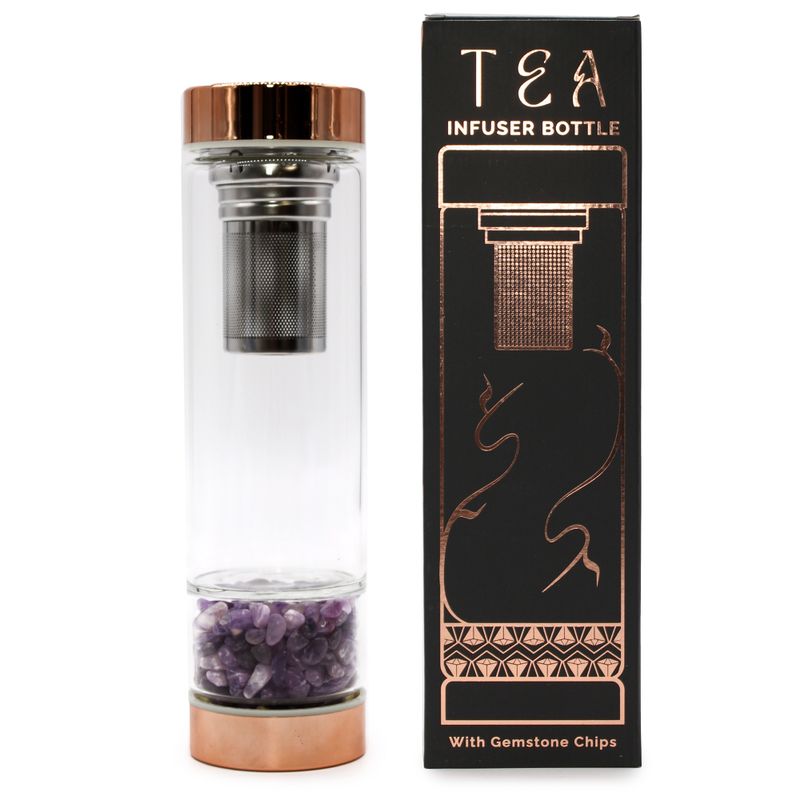 Kristallen glazen Thee-ei Fles - Rosé Goud - Amethist