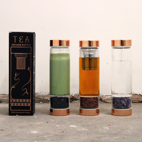 Kristallen glazen Thee-ei Fles - Rosé Goud - Amethist