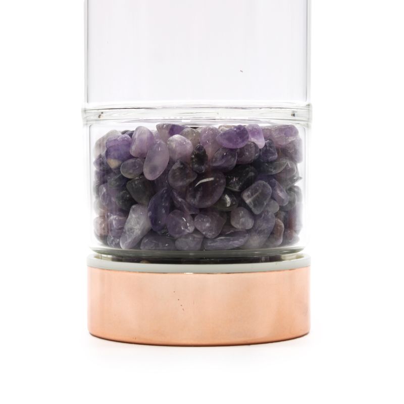 Kristallen glazen Thee-ei Fles - Rosé Goud - Amethist