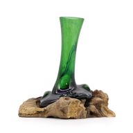 Gerecycleerde Bierflessen - Bloemenvaas op Hout