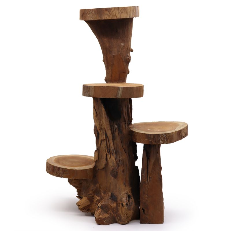Naturel Teakhouten display met 4 planken, 75 cm hoog