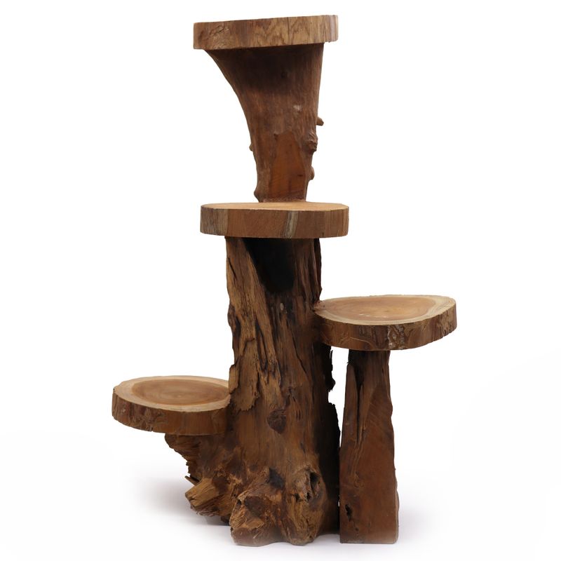 Naturel Teakhouten display met 4 planken, 75 cm hoog