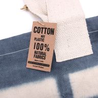 Natuurlijke tie-dye katoenen tas (8 oz) - 38x42x12cm - Blauwe ringen - Blauw handvat