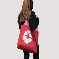Natuurlijke tie-dye katoenen tas (8 oz) - 38x42x12cm - grijze blokken - natuurlijk handvat