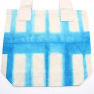 Natuurlijke tie-dye katoenen tas (8 oz) - 38x42x12cm - hemelsblauwe blokken - natuurlijk handvat